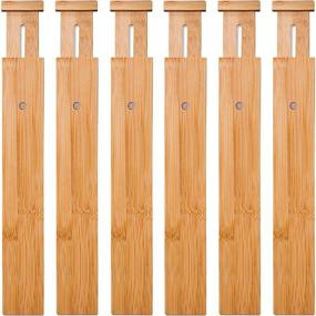 img 4 attached to 🎋 Bamboo Drawer Dividers: Adjustable, Expandable Separators for Kitchen, Bathroom, Bedroom, Dresser, and Office - 6 Pack