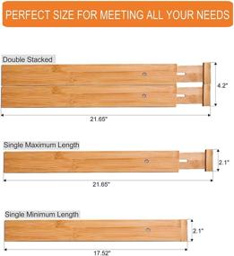 img 1 attached to 🎋 Bamboo Drawer Dividers: Adjustable, Expandable Separators for Kitchen, Bathroom, Bedroom, Dresser, and Office - 6 Pack