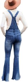 img 3 attached to 👖 Uqnaivs Women's Flare Denim Bib Overall Jeans Pants with Ripped and Frayed Hem, Adjustable Fit