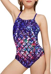 img 3 attached to Goodstoworld Novelty Swimwear for Girls - Trendy One-Piece Bandage Crossback Bathing Suits for 3-12 Years