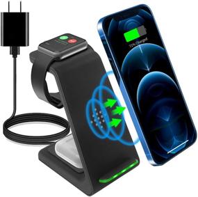 img 4 attached to 🔌 Convenient 3-in-1 Qi-Certified Wireless Charging Station for Apple Devices – Apple Watch SE/6/5/4/3/2, AirPods 2/Pro, iPhone 13/13 Pro/13 Pro Max/12/12 Pro/12 Pro Max/11/Max/X/XS/XR/8 (with included adapter)