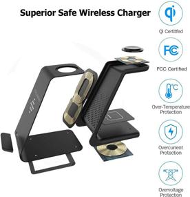 img 1 attached to 🔌 Convenient 3-in-1 Qi-Certified Wireless Charging Station for Apple Devices – Apple Watch SE/6/5/4/3/2, AirPods 2/Pro, iPhone 13/13 Pro/13 Pro Max/12/12 Pro/12 Pro Max/11/Max/X/XS/XR/8 (with included adapter)