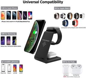 img 3 attached to 🔌 Convenient 3-in-1 Qi-Certified Wireless Charging Station for Apple Devices – Apple Watch SE/6/5/4/3/2, AirPods 2/Pro, iPhone 13/13 Pro/13 Pro Max/12/12 Pro/12 Pro Max/11/Max/X/XS/XR/8 (with included adapter)