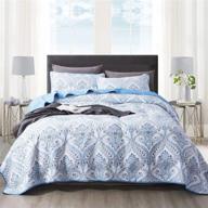 🛏️ newlake reversible cotton bedspread quilt sets - queen size blue classic royal pattern coverlet set logo