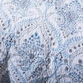 img 1 attached to 🛏️ NEWLAKE Reversible Cotton Bedspread Quilt Sets - Queen Size Blue Classic Royal Pattern Coverlet Set