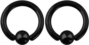 img 3 attached to 🔗 Discover Versatile 316L Surgical Steel Captive Bead Piercing Hoop | Sizes 10G-20G | Available in Black & Rainbow | Diameter 6mm to 12mm | Sold as a Pair