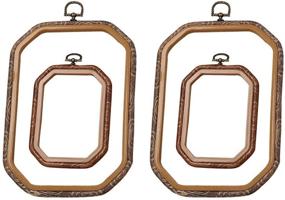 img 4 attached to Set of 4 Plastic Rectangle Embroidery Hoops Resembling Wood Cross Stitch Hoop for Art Craft and Handy Sewing