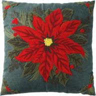 granddeco embroidered christmas flower and leaves pillow covers - xmas decorative 🎄 cushion cases for home sofa, pack of 2, 18 x 18 inches, with zipper логотип