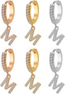 💎 stylish hypoallergenic 14k gold plated initial hoop earrings with cz stones - perfect for women and teen girls logo