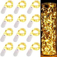 🔋 12-pack cr2032 battery operated led fairy lights: warm white 10ft/30 led firefly starry moon lights for christmas, bedroom, wedding, and patio decorations логотип