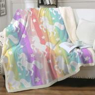 🦄 sleepwish unicorn blankets and throws: the perfect rainbow unicorn sherpa blanket for super soft cozy plush comfort and fantasy girls room decor - gallop rainbow, twin (60" x 80") logo