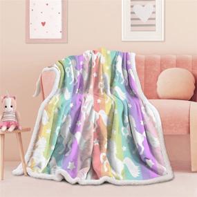 img 3 attached to 🦄 Sleepwish Unicorn Blankets and Throws: The Perfect Rainbow Unicorn Sherpa Blanket for Super Soft Cozy Plush Comfort and Fantasy Girls Room Decor - Gallop Rainbow, Twin (60" X 80")