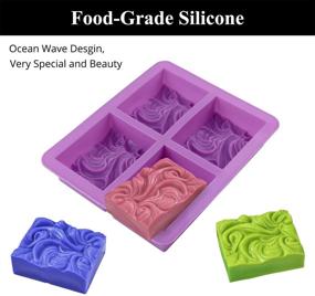 img 3 attached to 🧼 AITRAI Silicone Soap Molds 3 Pack - Rectangle, Round, and Flower Shapes for Soap Making, Handmade Cakes, Chocolates, Biscuits, Puddings, Muffins, Jellies, and Ice Cubes