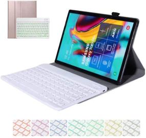 img 4 attached to 📱 2020 Keyboard Leather Case for Samsung Galaxy Tab S6 Lite 10.4 inch - Slim PU Case with 7 Color Backlit, Wireless Bluetooth Keyboard, Stand, and Removable Shell Cover (Rose Gold) - Compatible with P610 P615 SM-P610 SM-P615