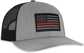 img 4 attached to Red Line Trucker Hat - Thin Red Line Baseball Cap for Firefighters, Golf Snapback Hat