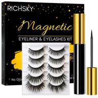 magnetic lashes with eyeliner kit: richsky 3d natural eyelashes - waterproof, reusable, easy to apply - no glue needed! logo