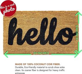 img 1 attached to Entryway Outdoor Floor Mat - Natural Coconut Coir Hello Door Mat with Cursive 'Welcome' Print, Featuring Hidden Key-Spotting Fun on Back Side, Brown Mat with Bold Black Font