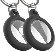 🔑 2 pack apple airtag keychain accessories with raised lip cover & key ring - black logo