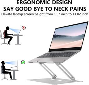 img 2 attached to 💻 Enhanced Ergonomic Laptop Stand: Adjustable Riser with Silicone Slide-Proof Surface and Protective Hooks, Aluminum Notebook Holder for MacBook Air Pro, Dell, HP, Lenovo & More 10-15.6" Laptops (Silver)