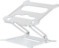 💻 enhanced ergonomic laptop stand: adjustable riser with silicone slide-proof surface and protective hooks, aluminum notebook holder for macbook air pro, dell, hp, lenovo & more 10-15.6" laptops (silver) logo