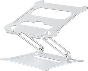 img 4 attached to 💻 Enhanced Ergonomic Laptop Stand: Adjustable Riser with Silicone Slide-Proof Surface and Protective Hooks, Aluminum Notebook Holder for MacBook Air Pro, Dell, HP, Lenovo & More 10-15.6" Laptops (Silver)