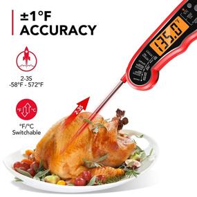 img 2 attached to 🌡️ Meat Thermometer: Instant Read Digital Food Thermometer with Dual Probe for Cooking, BBQ, Grill, and Candy Fry - Kitchen Oven Safe with LCD Backlight