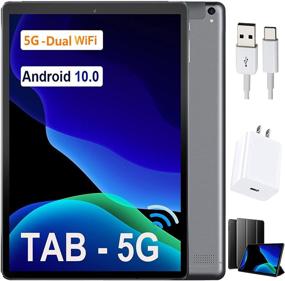 img 4 attached to Планшет HD IPS с диагональю 10 дюймов и поддержкой 5G, 4 ГБ ОЗУ + 64 ГБ встроенной памяти, Android 10.0, двойным Wi-Fi, Bluetooth 5.0, GPS, разъемом Type-C - серый
