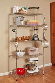 img 1 attached to 🔩 5-Pack Chrome Shelf Pole Hooks: Ultimate Storage Organization for Garage Shelving. Perfect for Metal or Wire Shelves and Racks. Heavy Duty, Easy Installation - The Best Solution!