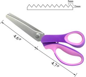 img 2 attached to 👗 LILYS PET 2-Piece Set, 9.3" Premium Stainless Steel Dressmaking Sewing Pinking Scissors - Zigzag Fabric Craft Scissors with Scalloped and Serrated Edges