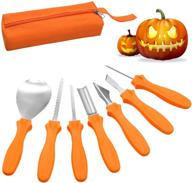 🎃 professional 7-piece stainless steel pumpkin carving kit with carrying bag - perfect for halloween! logo