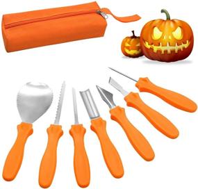 img 4 attached to 🎃 Professional 7-Piece Stainless Steel Pumpkin Carving Kit with Carrying Bag - Perfect for Halloween!