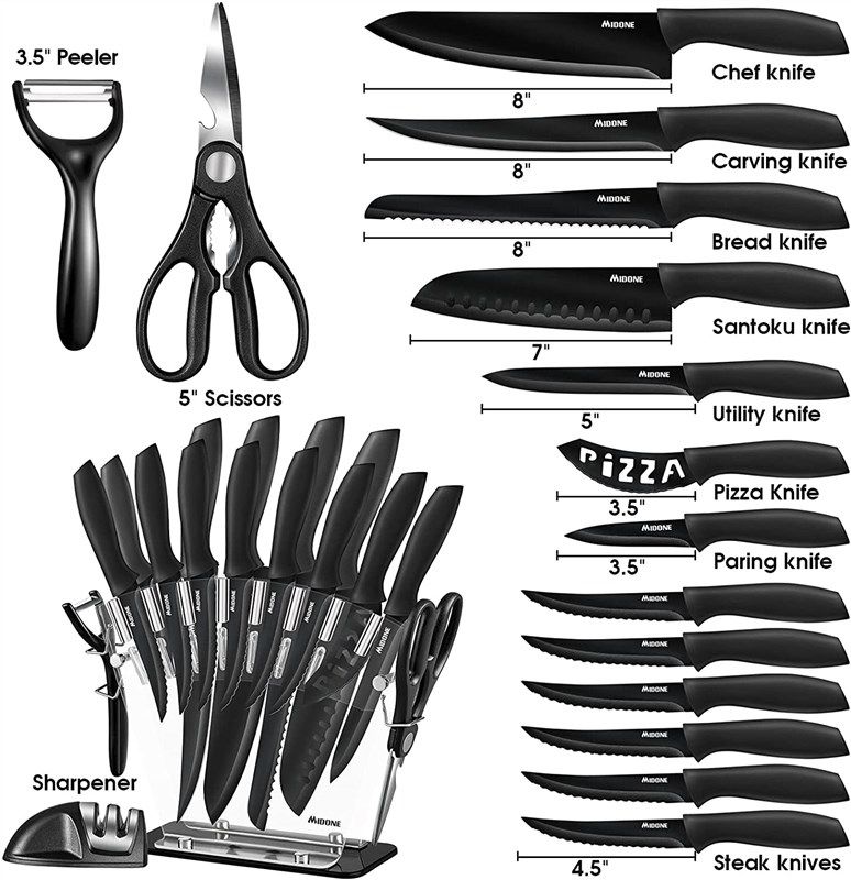 MIDONE Knife Set, 7 Pcs Stainless Steel Kitchen Knife Set, with