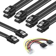 🔌 sata cables iii - ssd data cable with 6.0 gbps - 4 pin to dual 15 pin sata power splitter cable - compatible with sata connectors, hdds, ssds, cd drives, and cd writers - 6 pack logo