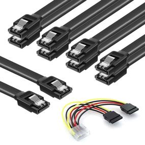 img 4 attached to 🔌 SATA Cables III - SSD Data Cable with 6.0 Gbps - 4 Pin to Dual 15 Pin SATA Power Splitter Cable - Compatible with SATA Connectors, HDDs, SSDs, CD Drives, and CD Writers - 6 Pack