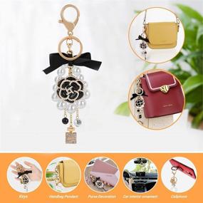 img 2 attached to 💎 Shimmering Wjiang Camellia Keychain: Stylish Sparkling Decorations for Extra Glam