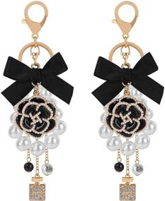 img 4 attached to 💎 Shimmering Wjiang Camellia Keychain: Stylish Sparkling Decorations for Extra Glam