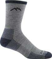 🧦 darn tough 1466 men's merino wool micro crew cushion socks, light gray, x-large size (12.5-14.5) logo