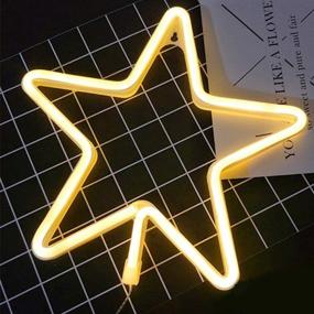 img 2 attached to 🌟 Bedroom Decor: Star Neon Light Signs in Warm White - USB or Battery Operated - Ideal for Home, Kids Bedroom, Birthday Party