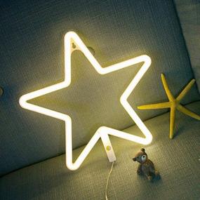 img 1 attached to 🌟 Bedroom Decor: Star Neon Light Signs in Warm White - USB or Battery Operated - Ideal for Home, Kids Bedroom, Birthday Party