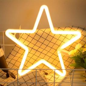 img 4 attached to 🌟 Bedroom Decor: Star Neon Light Signs in Warm White - USB or Battery Operated - Ideal for Home, Kids Bedroom, Birthday Party