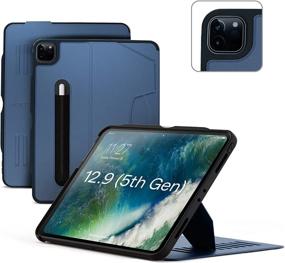 img 4 attached to 📱 ZUGU Case for 2021 iPad Pro 12.9" Gen 5 - Slim Protective Case - Wireless Apple Pencil Charging - Magnetic Stand & Sleep/Wake Cover - Slate Blue (Model #s A2378, A2379, A2461, A2462)