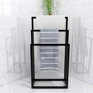🛁 homerecommend metal towel bathroom rack: 3 bars freestanding drying shelf & 3 tier storage organizer (black) logo
