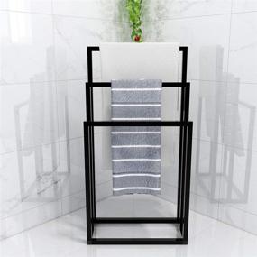 img 4 attached to 🛁 HOMERECOMMEND Metal Towel Bathroom Rack: 3 Bars Freestanding Drying Shelf & 3 Tier Storage Organizer (Black)