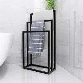 img 3 attached to 🛁 HOMERECOMMEND Metal Towel Bathroom Rack: 3 Bars Freestanding Drying Shelf & 3 Tier Storage Organizer (Black)
