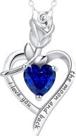 💎 boosca fine jewelry heart pendant necklace for women, birthstone sterling silver, cubic zirconia gemstone, forever love anniversary birthday gift for girls, wife, mom, her logo