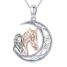 img 4 attached to 🦢 Swanwave Horse Necklace - Women's 925 Sterling Silver, Crescent Moon Pendant Jewelry with Horse Embrace Design - Ideal Gift for Girls