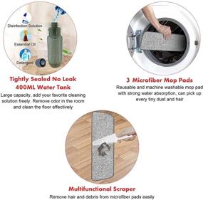 img 2 attached to 🧹 Microfiber Spray Mop for Floor Cleaning | Hardwood & Laminate Floor Cleaning with 3 Reusable Mop Pads & 400ML Refillable Bottle | Kitchen Dust Cleaning Mop for Laminate Tile