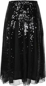 img 2 attached to 🌟 Sparkling Elegance: PrettyGuide Women's Sequin Skirt with High Waist, Tulle Flare, and Pleated Design - Perfect for Cocktail Parties