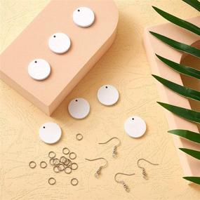 img 1 attached to 🐼 Pandahall 10 Pairs of White Wooden Earrings with Round Wooden Slice Dangle Charms, Complete with Earring Hooks and Jump Rings for Crafty Jewelry Making DIY