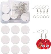 🐼 pandahall 10 pairs of white wooden earrings with round wooden slice dangle charms, complete with earring hooks and jump rings for crafty jewelry making diy logo